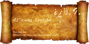 Árvay Izolda névjegykártya